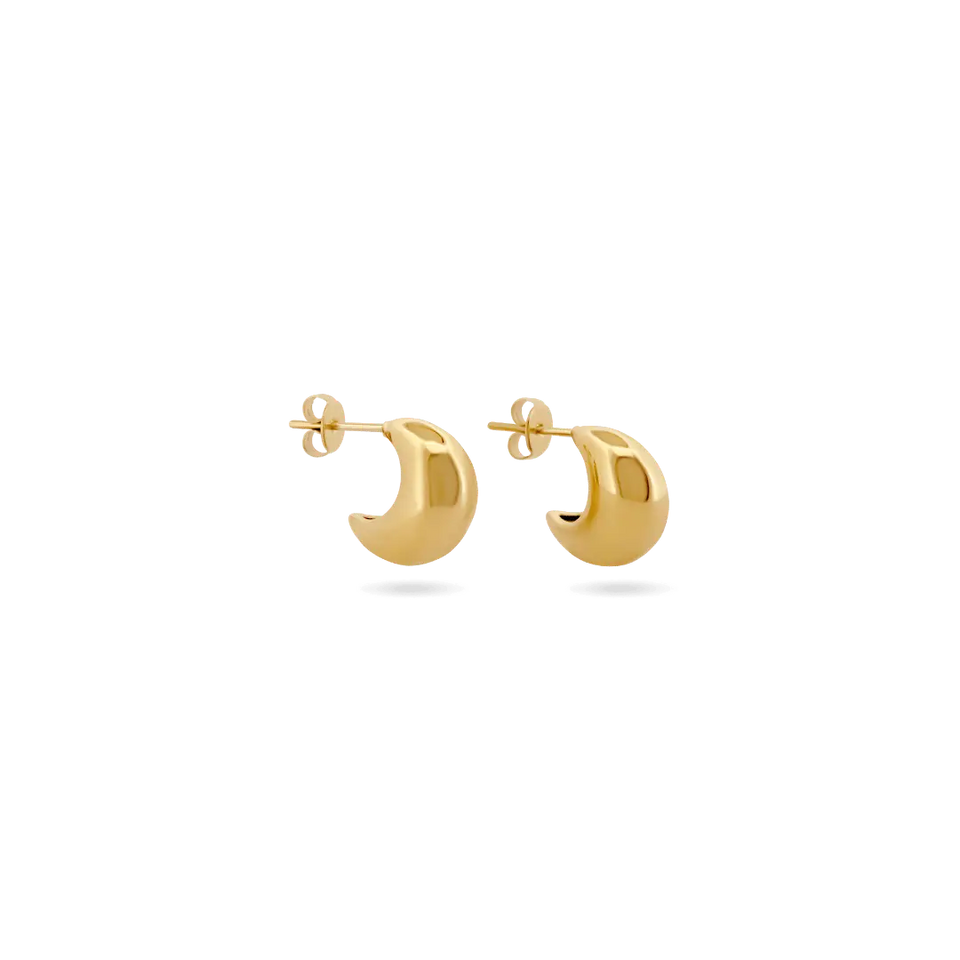 ‘Luna’ Moon Huggies Earrings IceLink-SODA Gold PVD