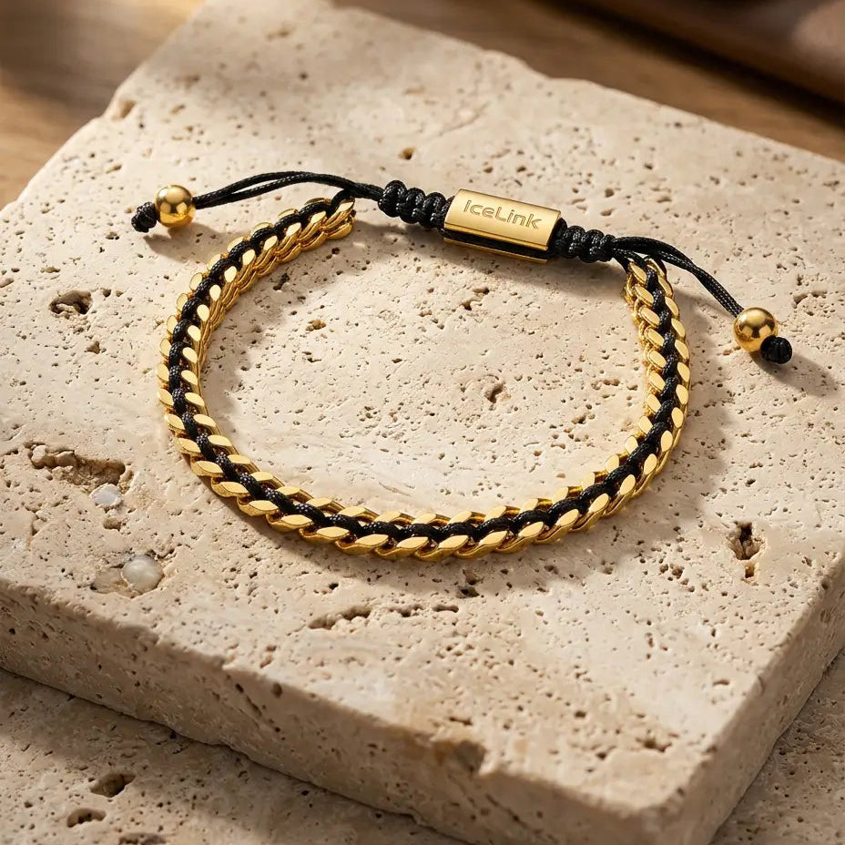 Men's Black Cord Franco Bracelet Bracelets IceLink-VA