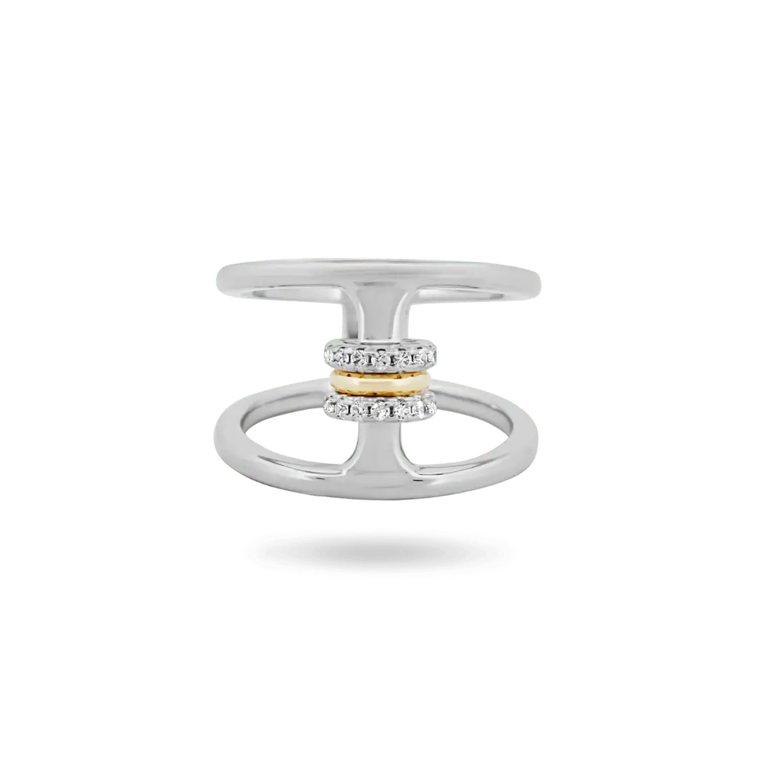 ‘Mirae’ Two-Tone Double Band Ring Rings IceLink-CINDY 4