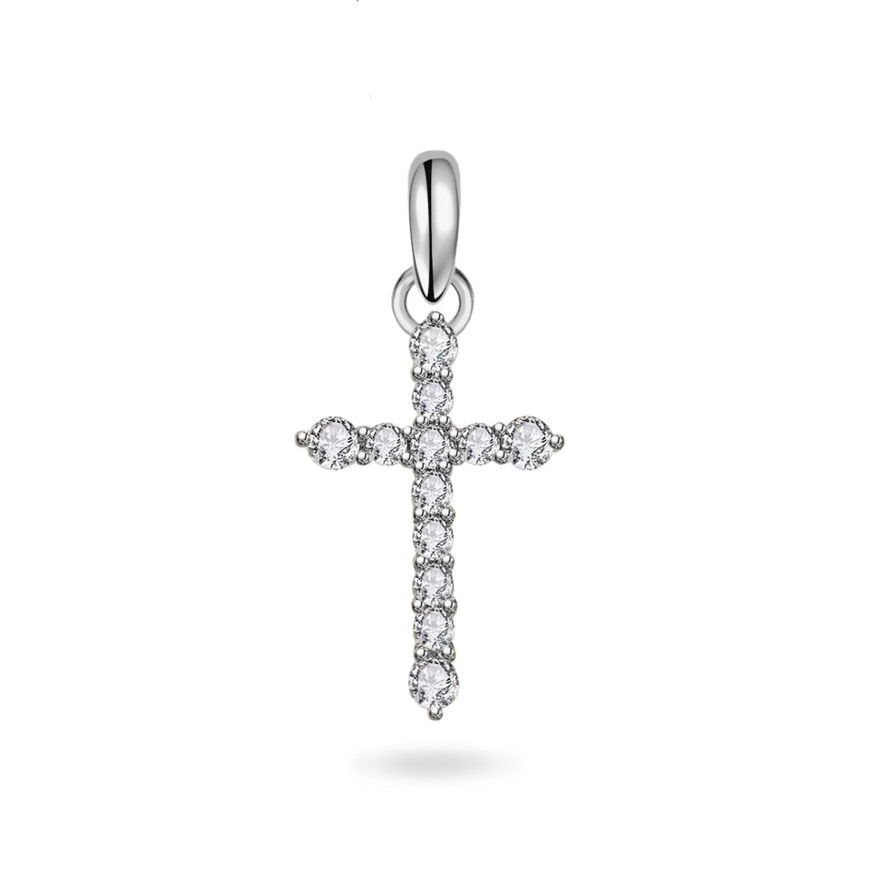 14K Dainty Cross Pendant Necklaces IceLink-CAL 14K White Gold  