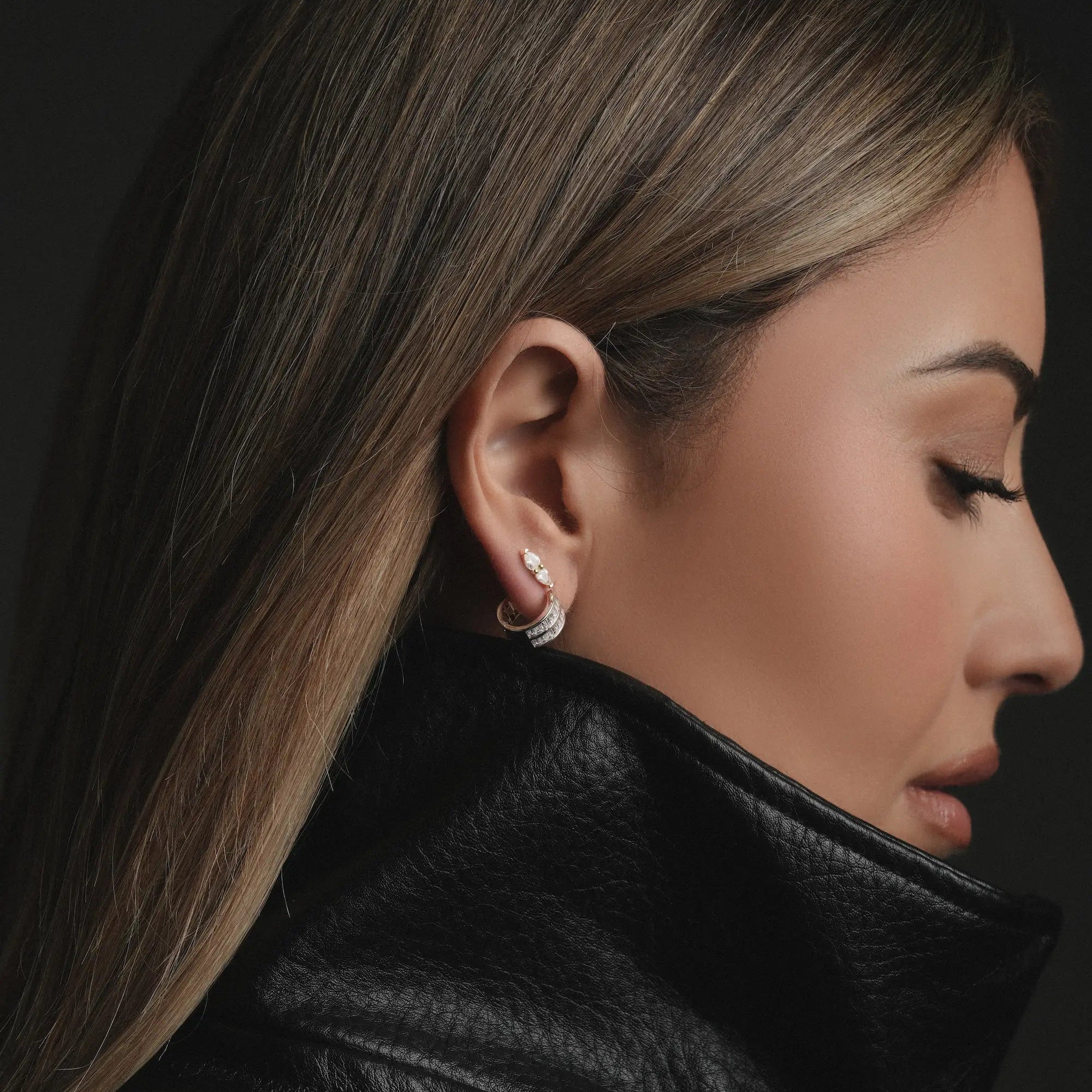 ‘Sela’ Baguette Mini Huggies (Sample Sale) Earrings IceLink-CINDY