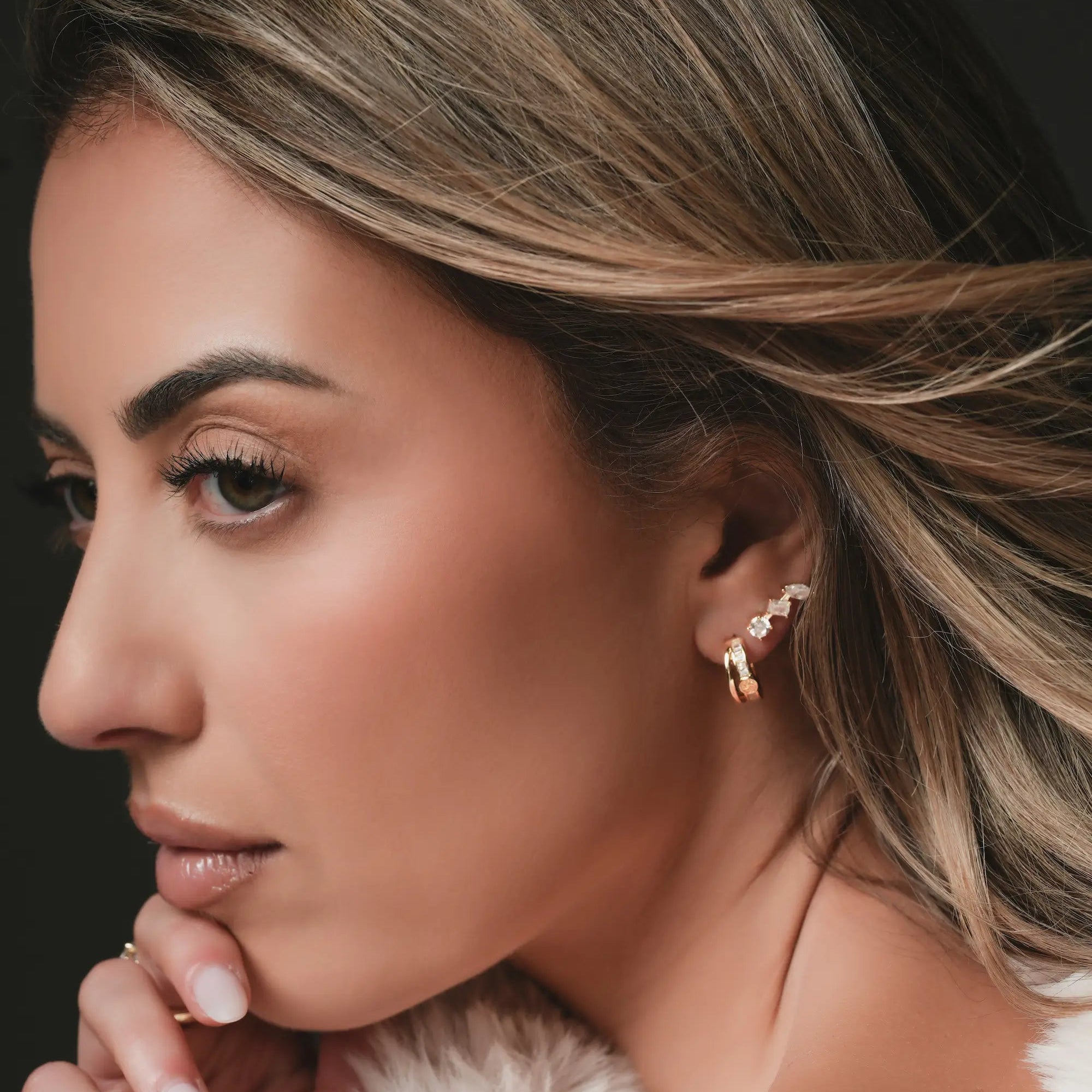 Eternity White Baguette Huggies Earrings IceLink-ATL