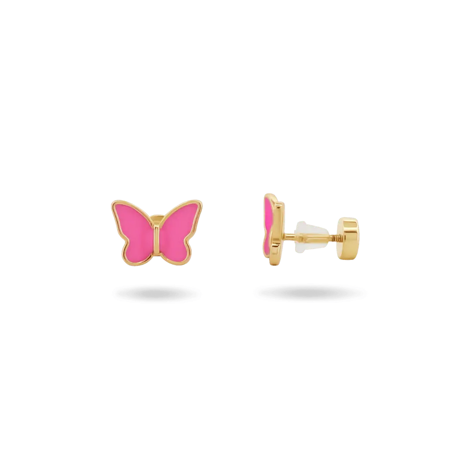 'Pinkie' Enamel Butterfly Flatback Studs