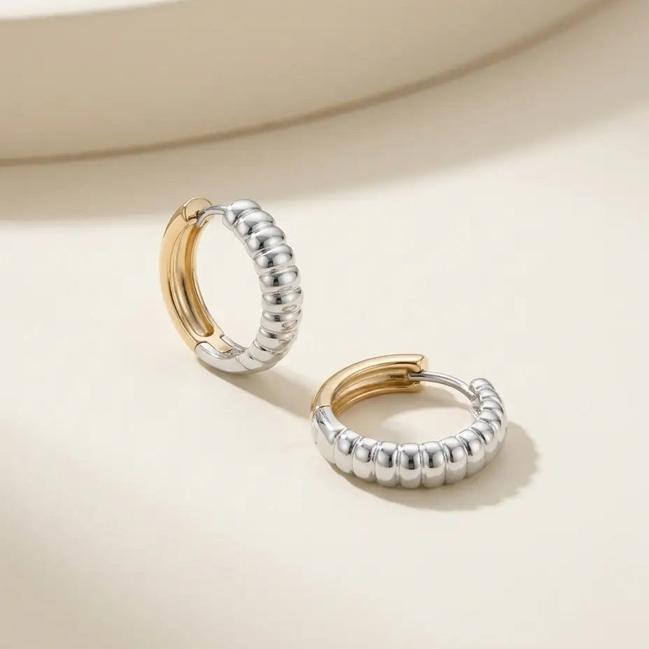 ‘Raya’ Two-Tone Rope Huggies Earrings IceLink-CINDY