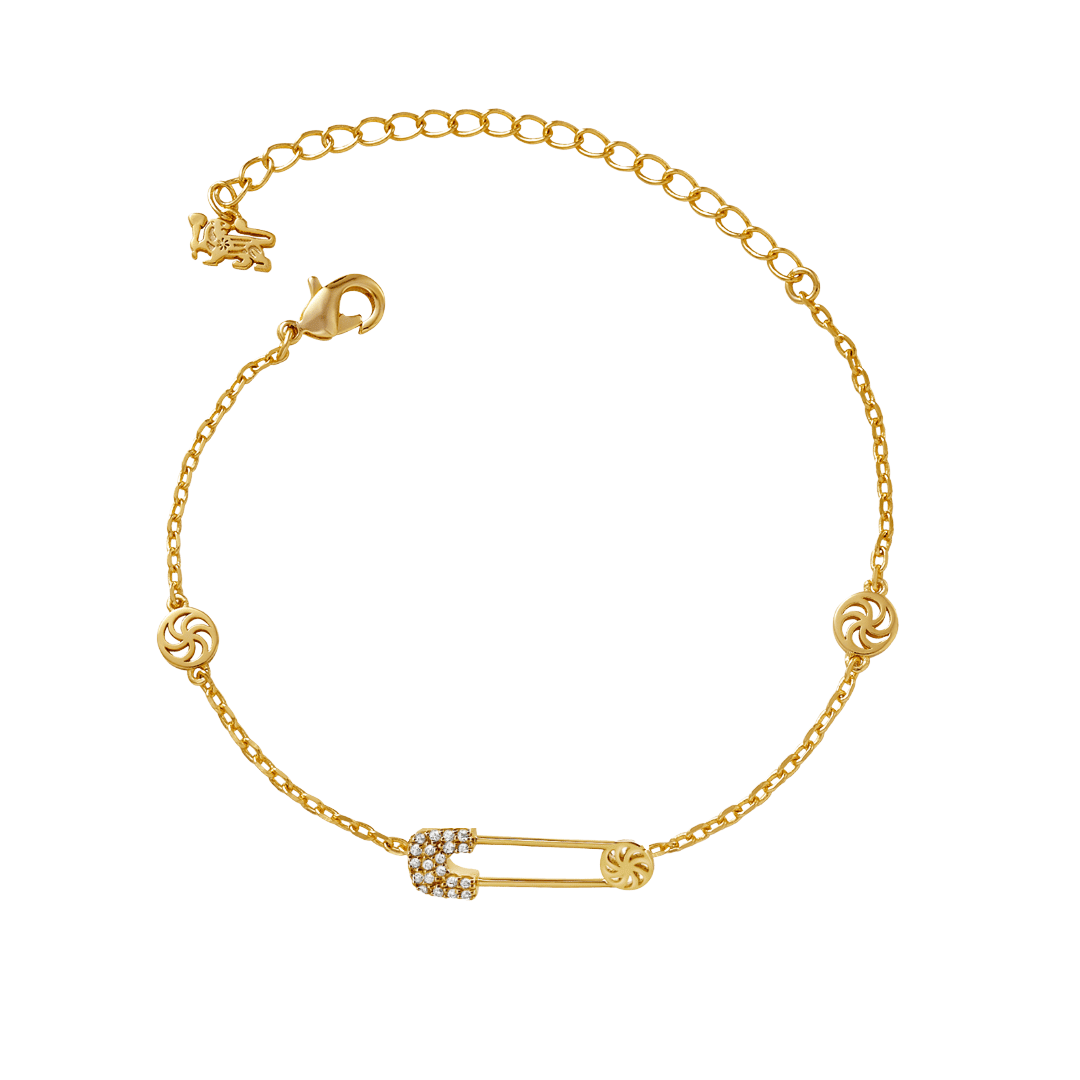 Safety Pin Bracelet (sample sale) Bracelets IceLink-ATL 14K Gold Plated Small 6" -7"