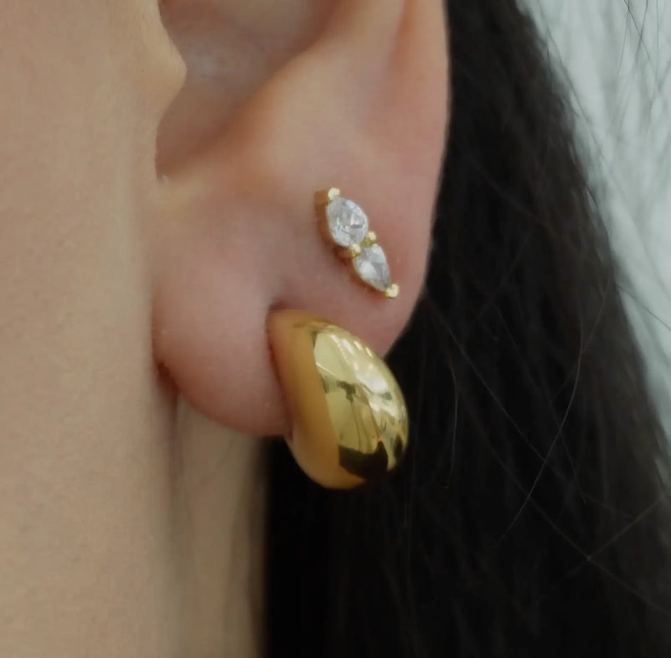 ‘Luna’ Moon Huggies Earrings IceLink-SODA Stainless Steel