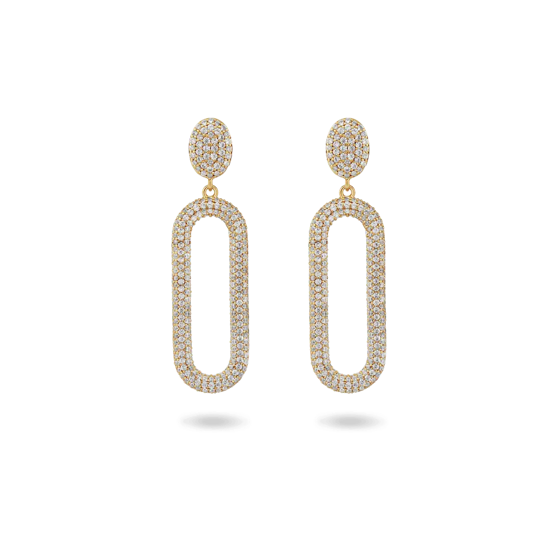 ‘Selene’ Pavé Oval Drop Earrings Earrings IceLink-CINDY
