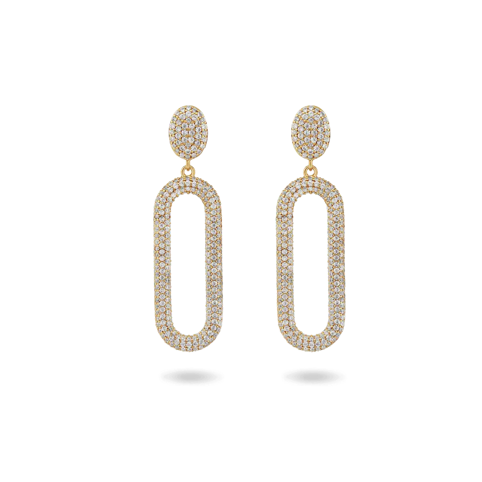‘Selene’ Pavé Oval Drop Earrings Earrings IceLink-CINDY