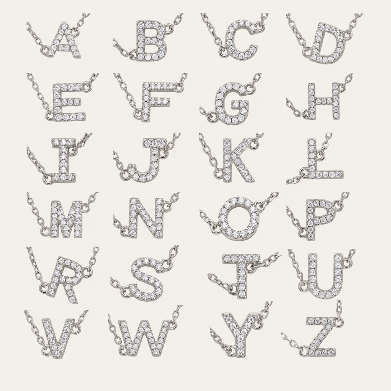 Butterfly 'True You' Initial Necklace in 14K White Gold Plated - letter chart