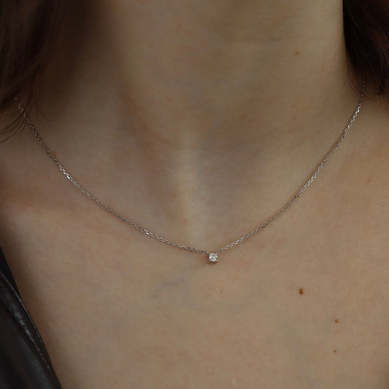 14K Princess Diamond Necklace Necklaces IceLink-CAL 14K White Gold  