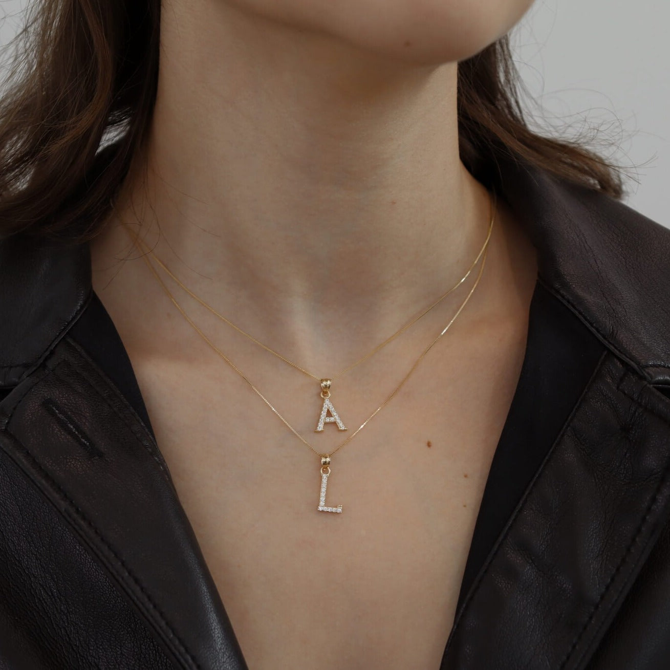 14K Gold &#39;True You&#39; Initial Stone Pendant Necklaces IceLink-CAL   