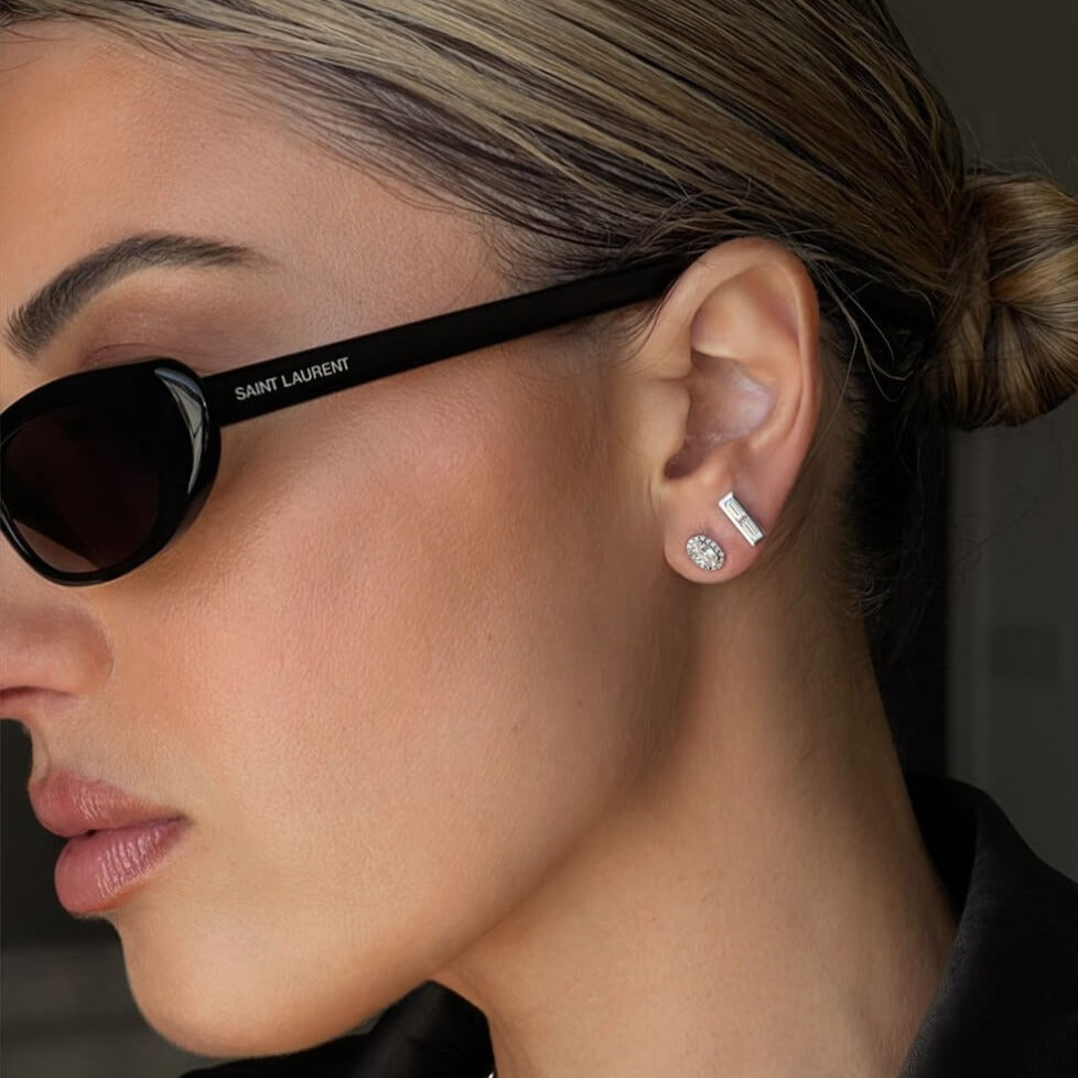 14K Oval Diamond Stud Earrings Earrings IceLink-CAL   