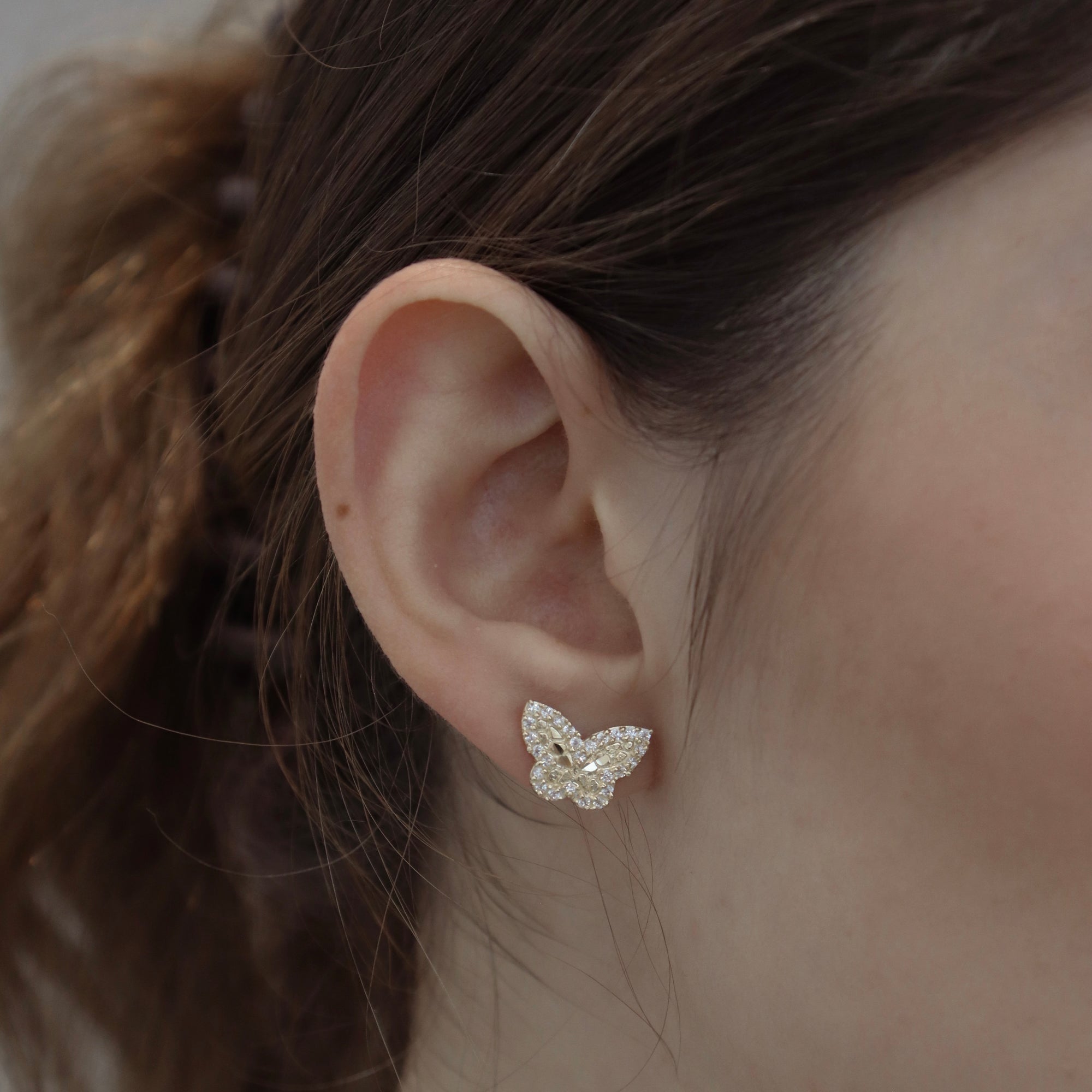 14K Mini Butterfly Stud Earrings Earrings IceLink-SVN