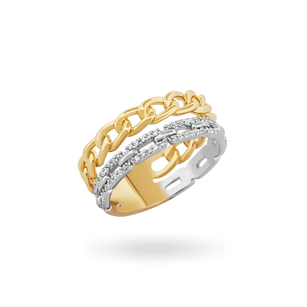 ‘Vera’ Two-Tone Link Ring Rings IceLink-CINDY 4