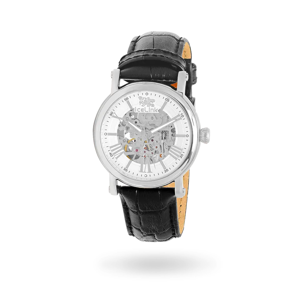Whistler Steel &amp; White Skeleton Automatic Watch Watches IceLink-TI