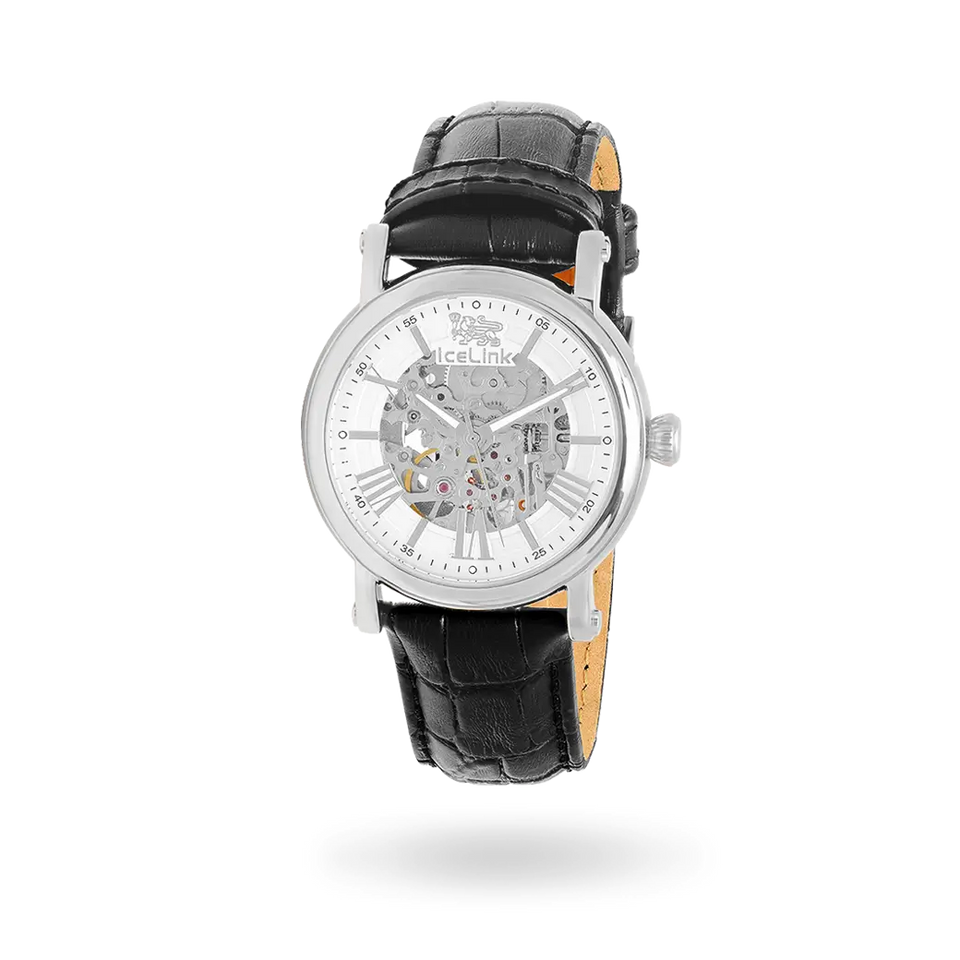Whistler Steel & White Skeleton Automatic Watch Watches IceLink-TI
