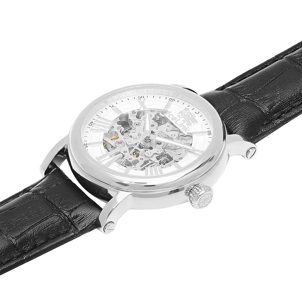 Whistler Steel &amp; White Skeleton Automatic Watch Watches IceLink-TI