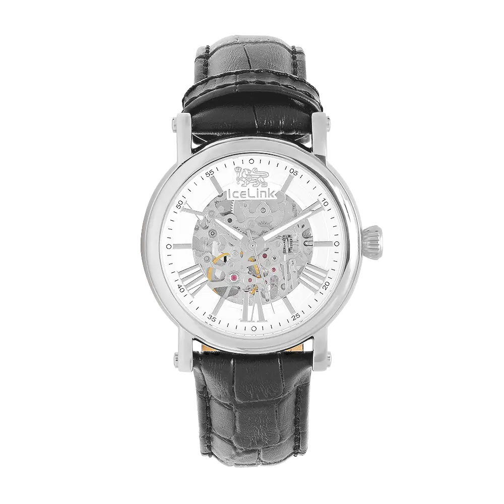 Whistler Steel &amp; White Skeleton Automatic Watch Watches IceLink-TI