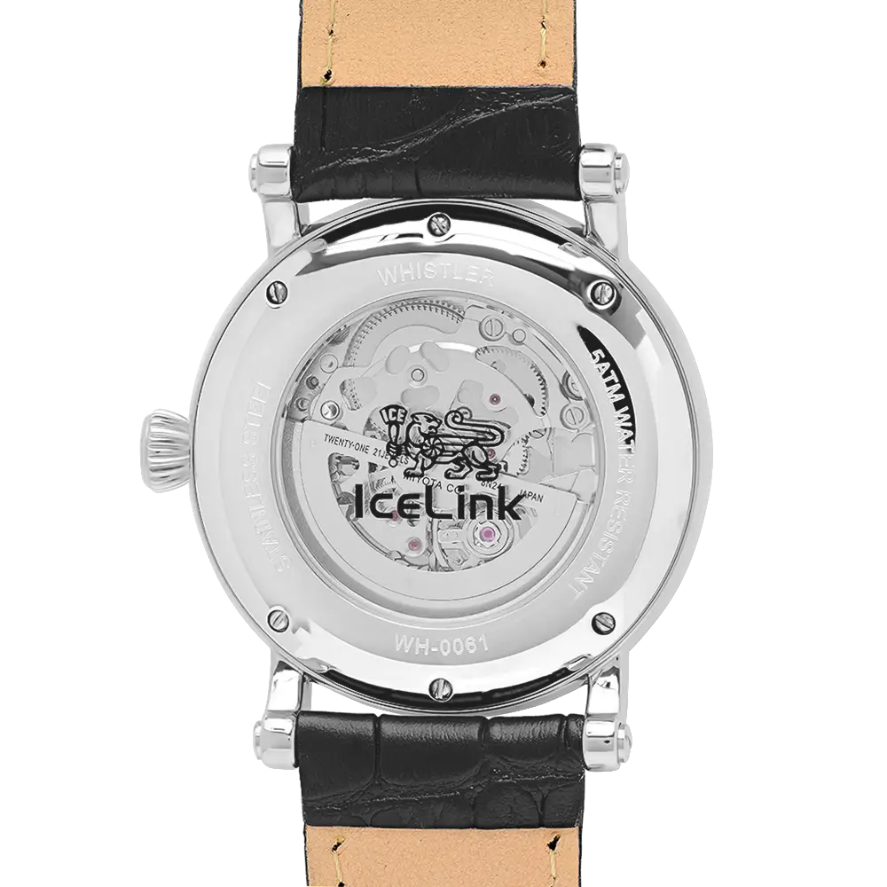 Whistler Steel &amp; White Skeleton Automatic Watch Watches IceLink-TI