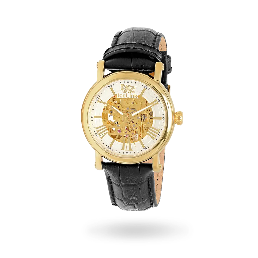 Whistler Gold &amp; White Skeleton Automatic Watch Watches IceLink-TI