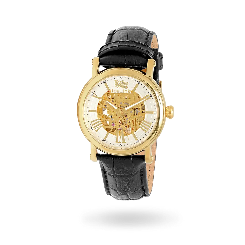 Whistler Gold & White Skeleton Automatic Watch Watches IceLink-TI