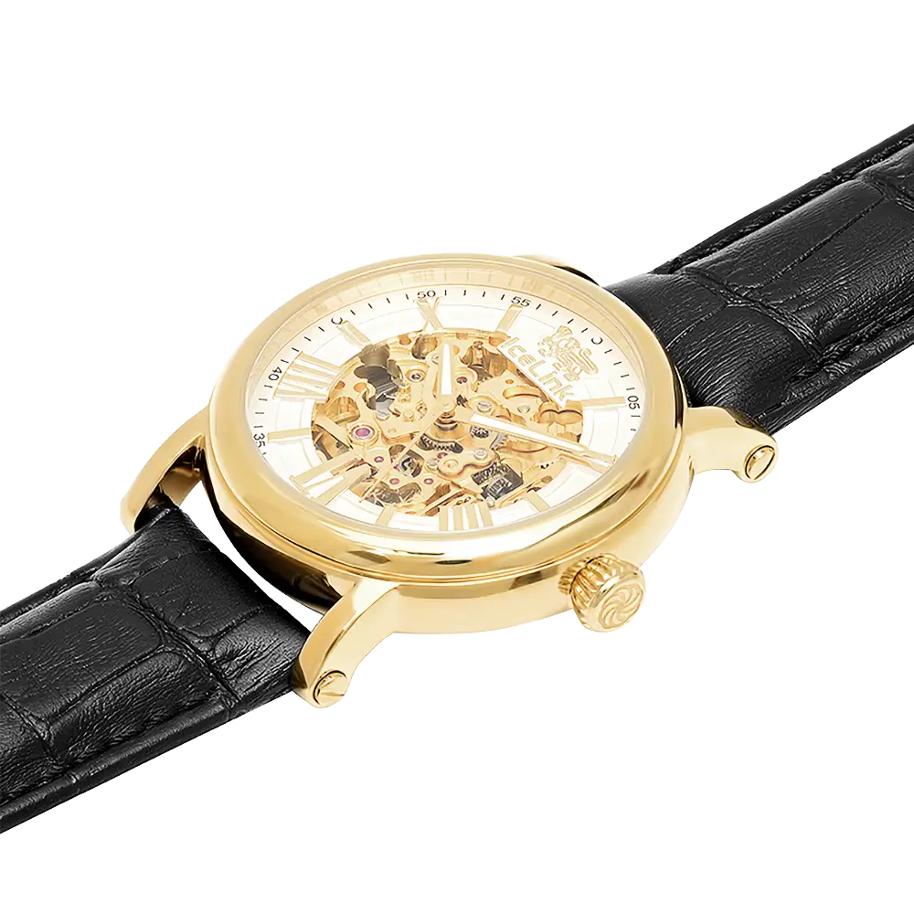 Whistler Gold &amp; White Skeleton Automatic Watch Watches IceLink-TI