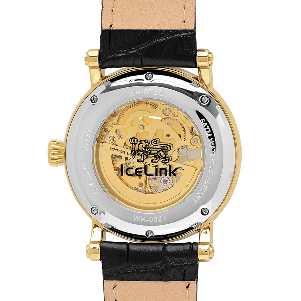 Whistler Gold &amp; White Skeleton Automatic Watch Watches IceLink-TI