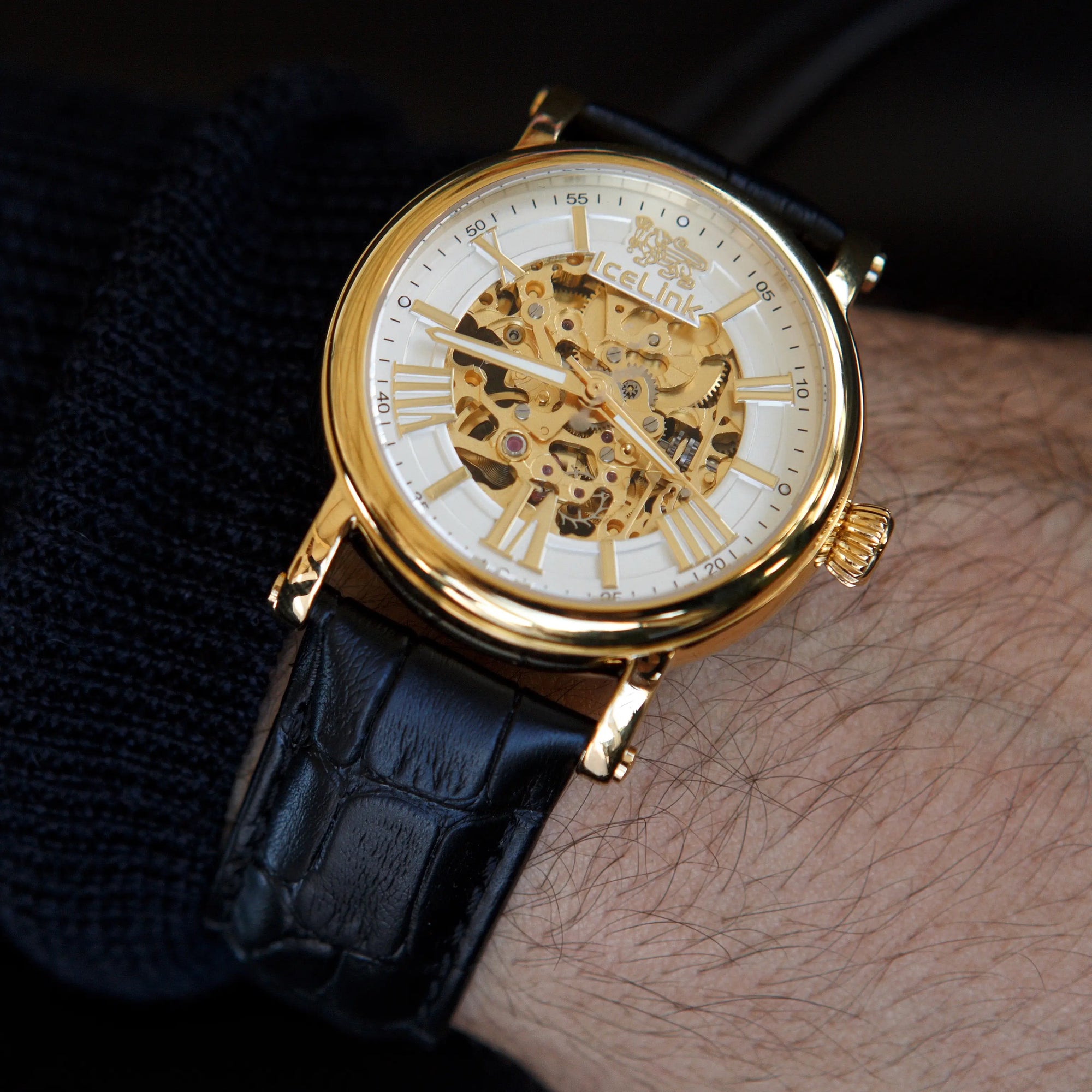 Whistler Gold &amp; White Skeleton Automatic Watch Watches IceLink-TI
