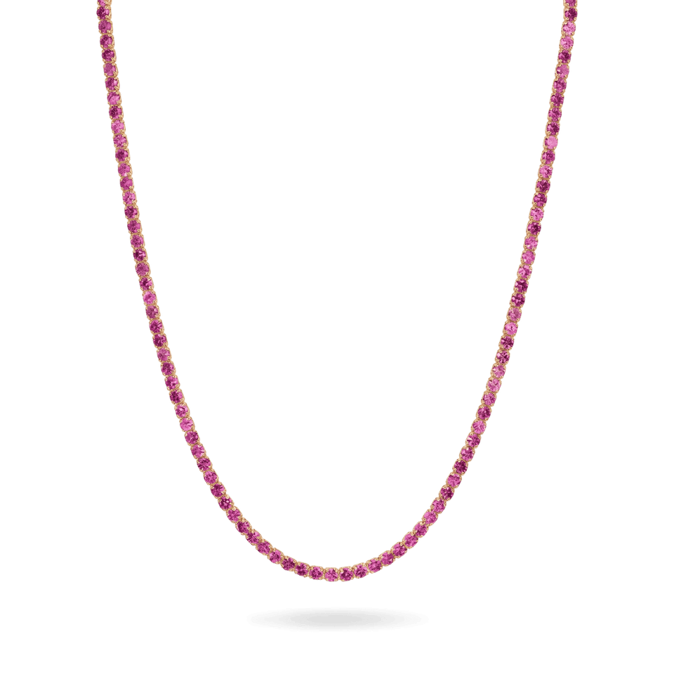 14K Gold Colorful Tennis Necklace 2.75mm Necklaces IceLink-CAL Pink 16"