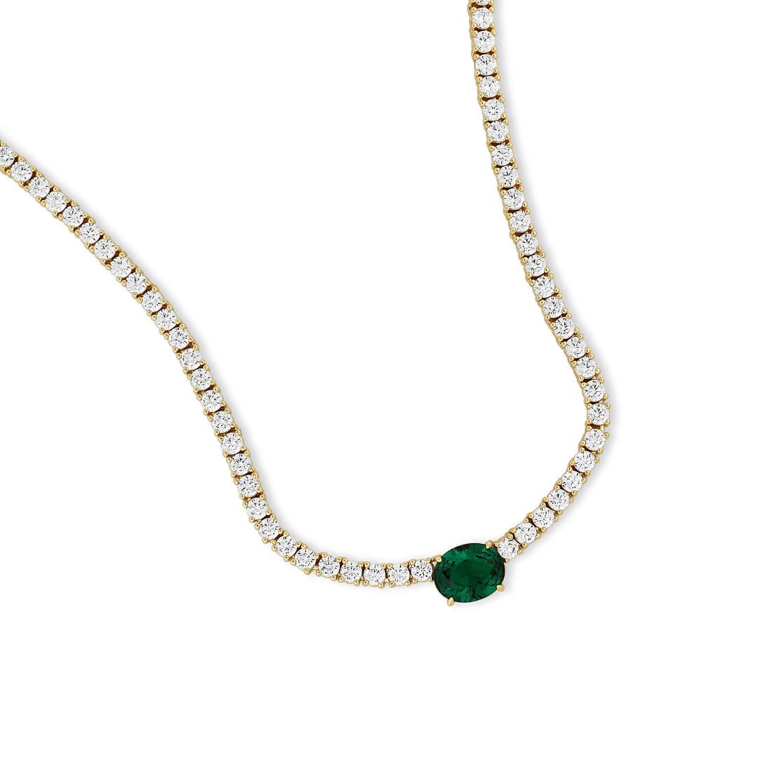 Gia Oval Emerald Necklace Necklaces IceLink-ATL   