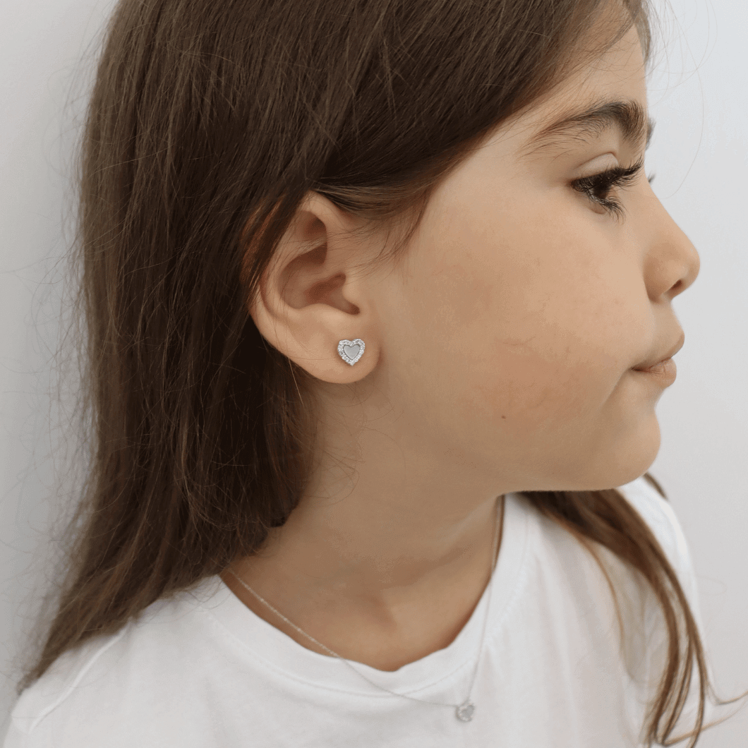 14K Pearl Heart Diamond Studs (Sample Sale) Earrings IceLink-CAL   