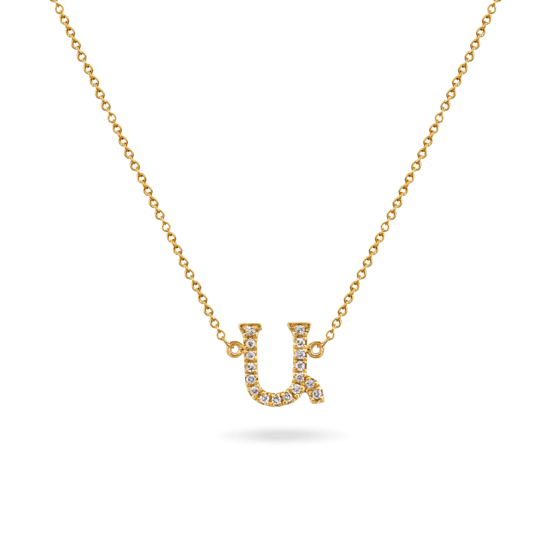14K Diamond Armenian Initial Necklace Necklaces IceLink-CAL Ա (Ani)  