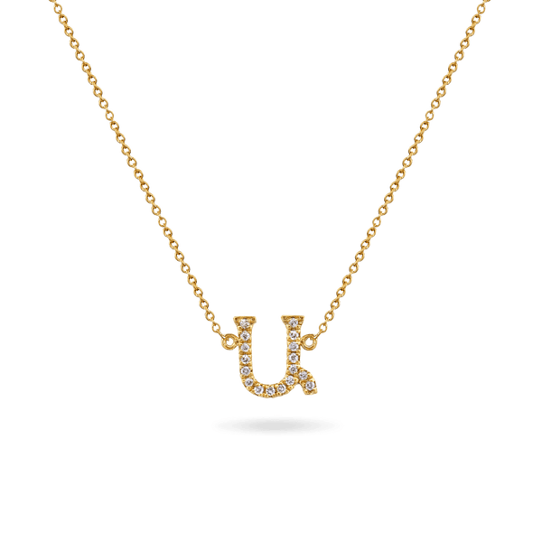 Ice Link 14K Diamond Armenian Initial Necklace