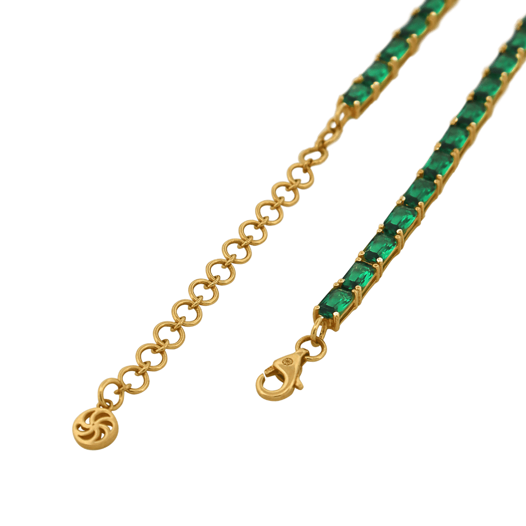 14K Emerald CZ &amp; Diamond Necklace IceLink-SVN