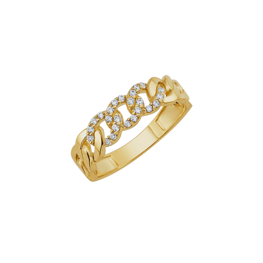 14K Cuban Half CZ Ring Rings IceLink-CAL   