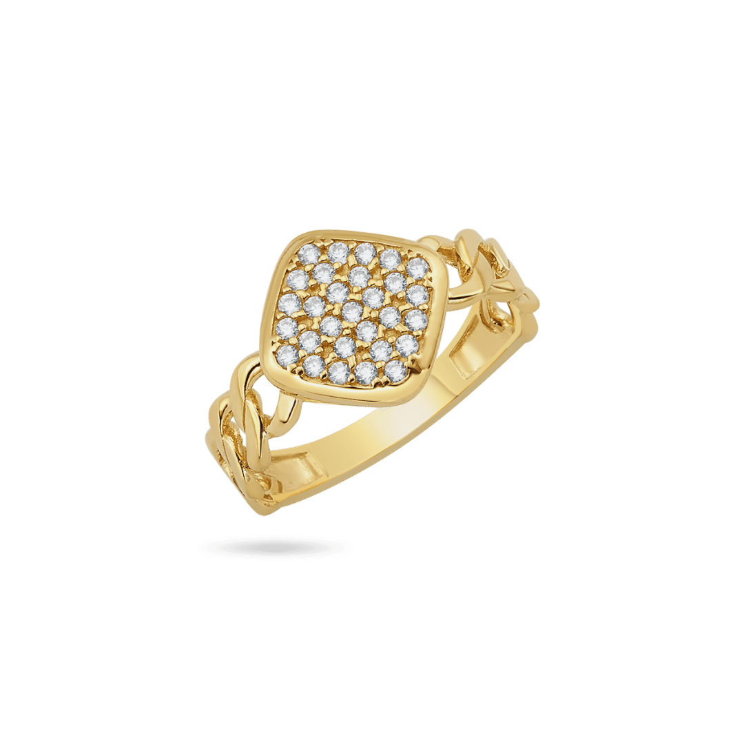 14K Diamond & Cuban Ring Rings IceLink-CAL   