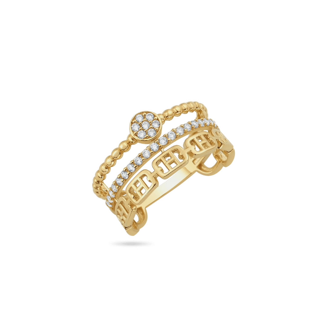 14K 3 Layer Diamond Ring Rings IceLink-CAL   