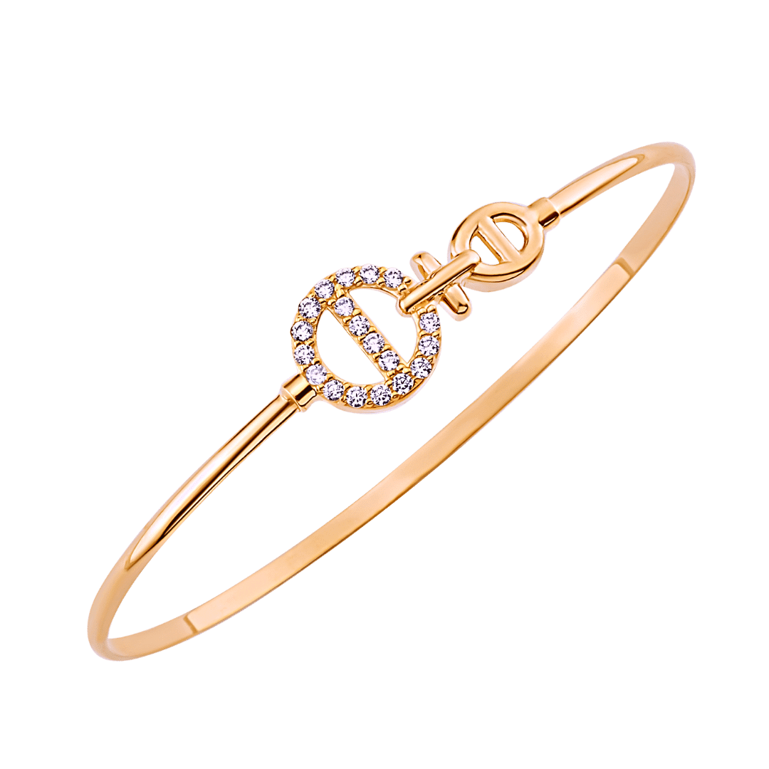 14K Rose Gold Diamond Bangle 6.5" Bracelets IceLink-CAL   