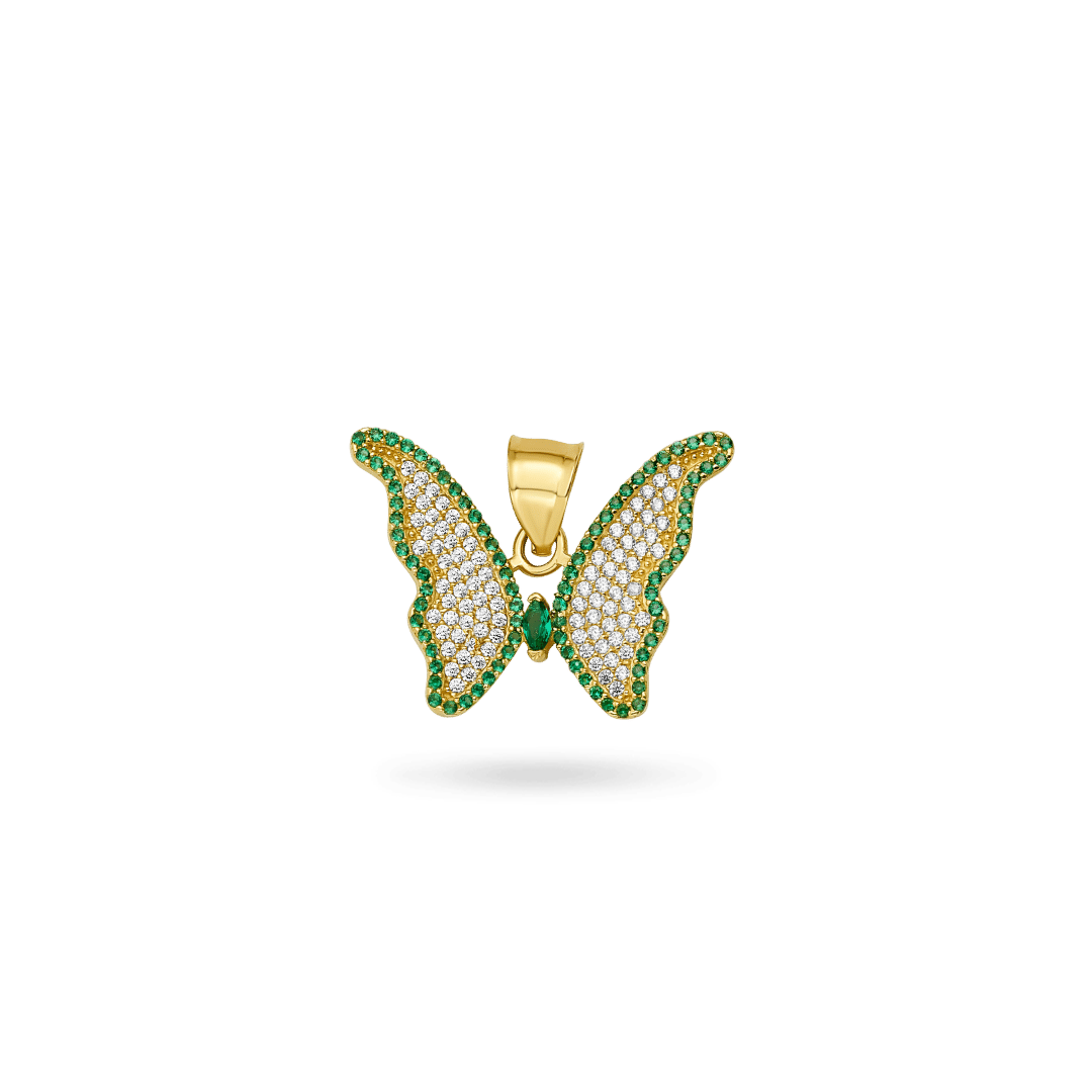 14K Emerald Butterfly Pendant