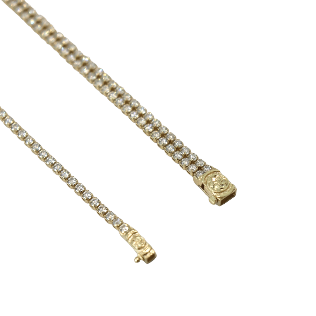 Real 10k Gold Rose Chain Tennis Necklace Diamond Cuts Shiny Men Women 20