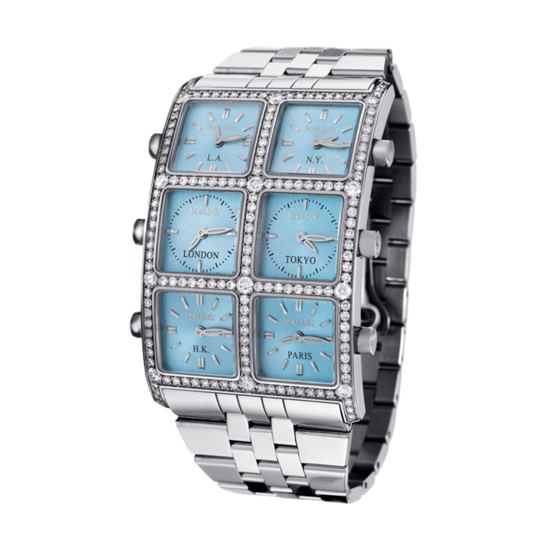 Ambassador Blue Dial Diamond 6 Time Zone Watch (Sample Sale)