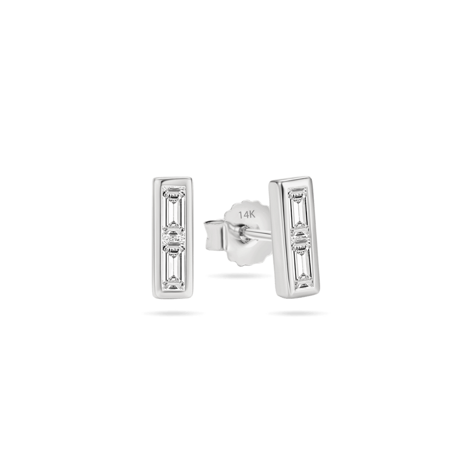 14K Emmy Bar Stud Earrings Earrings IceLink-SVN 14K White Gold