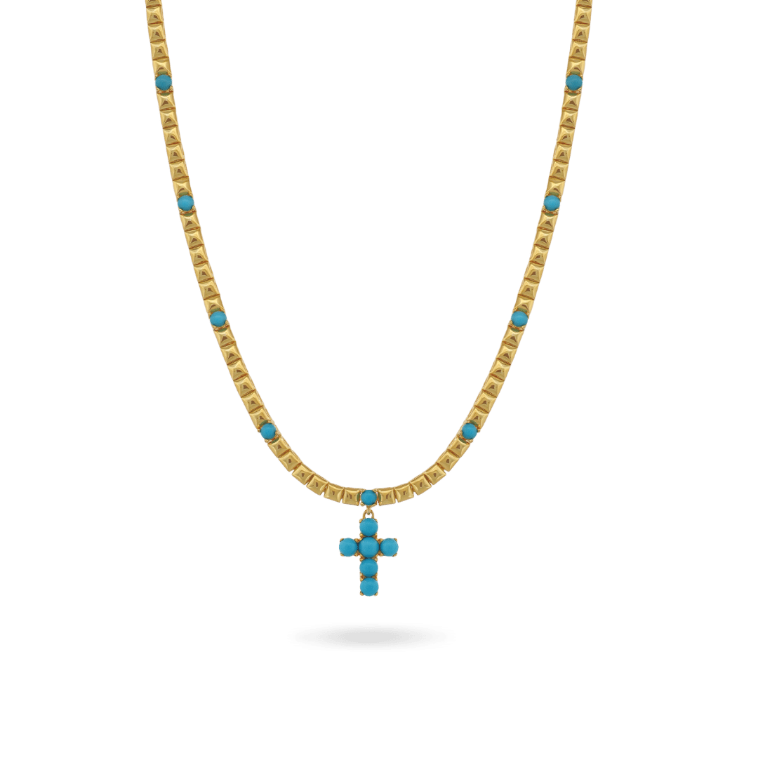 Turquoise Enamel Cross Necklace - IceLink