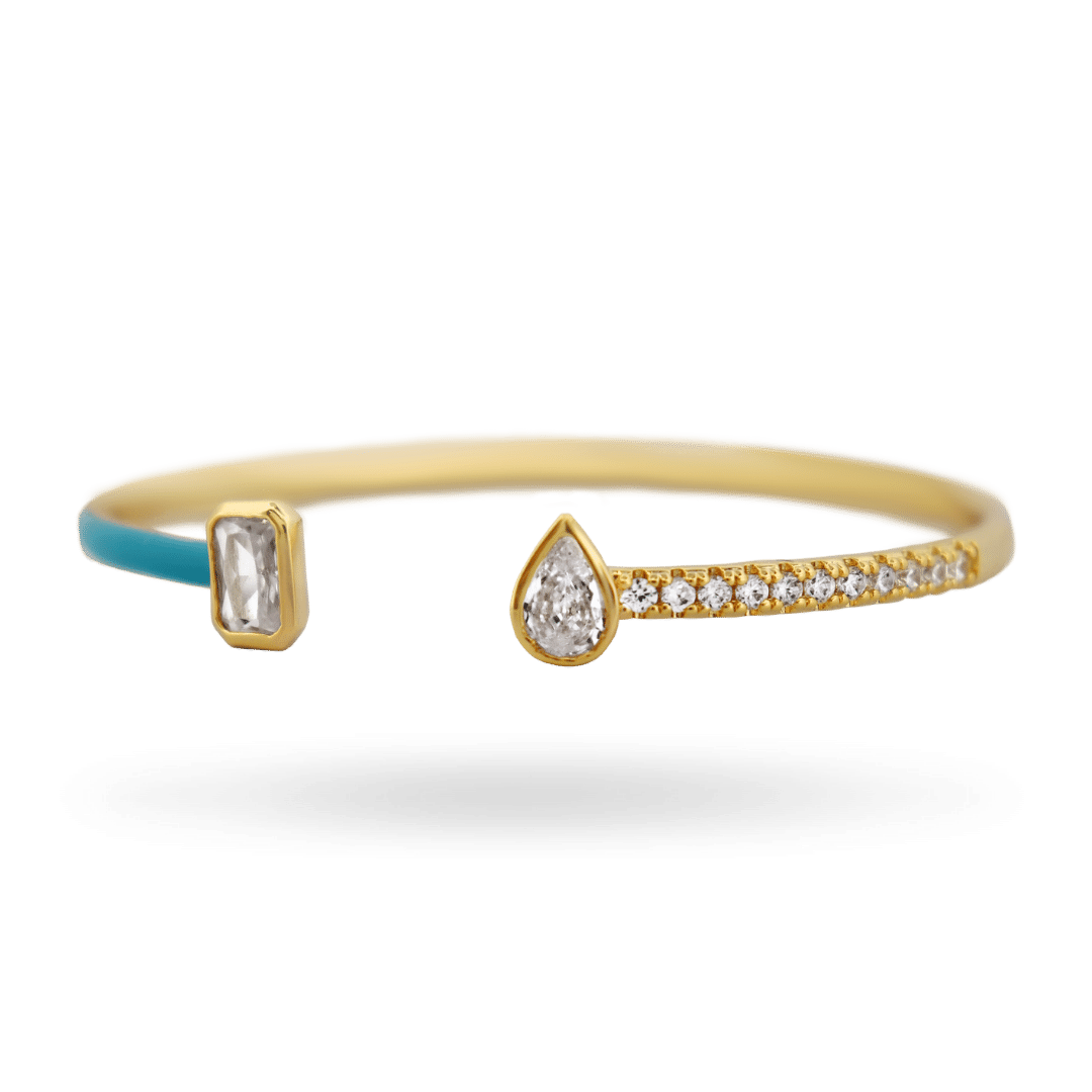 14K Toi et Moi Turquoise Enamel Bangle Bracelets IceLink-SVN