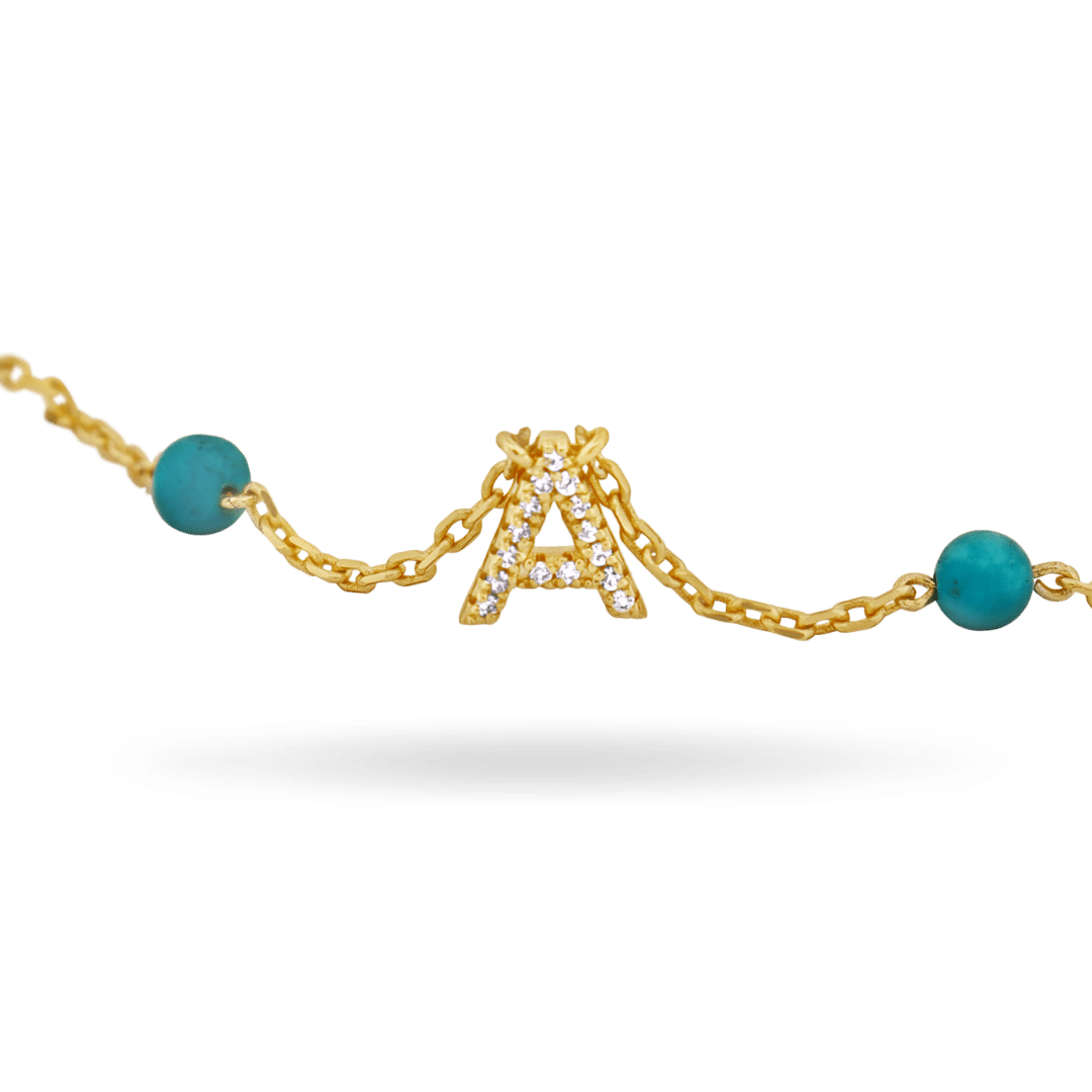 14K Turquoise &#39;True You&#39; Initial Necklace Necklaces IceLink-SVN