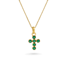 14K Emerald Cross Necklace - IceLink