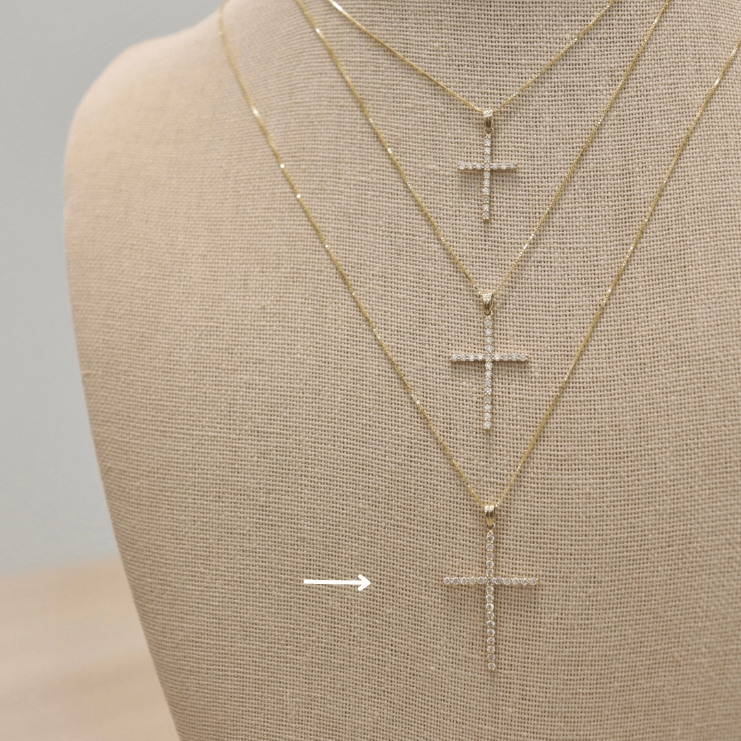 14K Large Round Diamond Cross Pendant Necklaces IceLink-CAL   