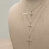 14K Small Square-Set Diamond Cross Pendant Necklaces IceLink-CAL   