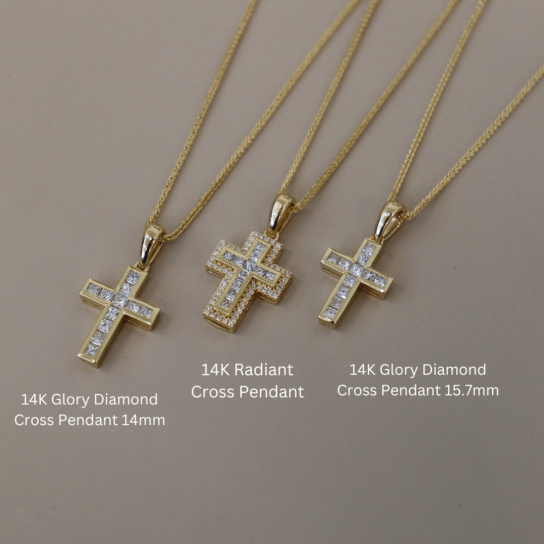14K Radiant Diamond Cross Pendant Charms &amp; Pendants IceLink-SVN