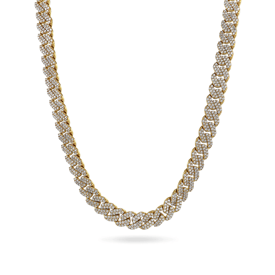 10K 7mm Hollow CZ Monaco Cuban Link Necklace Necklaces IceLink-CAL   